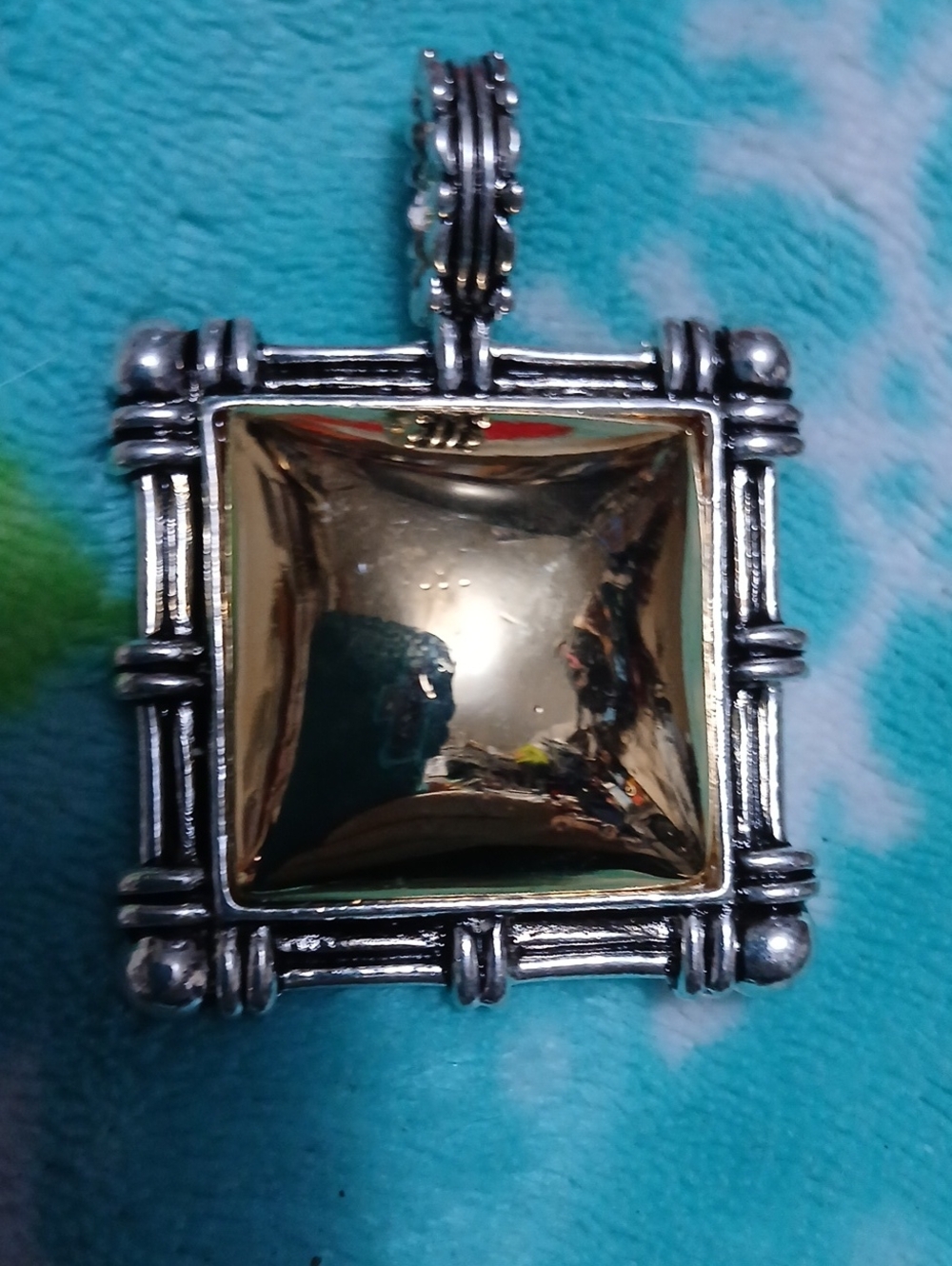 Vintage Roman Pendant Ribbed Gold and Silver Tone Roman Jewelry